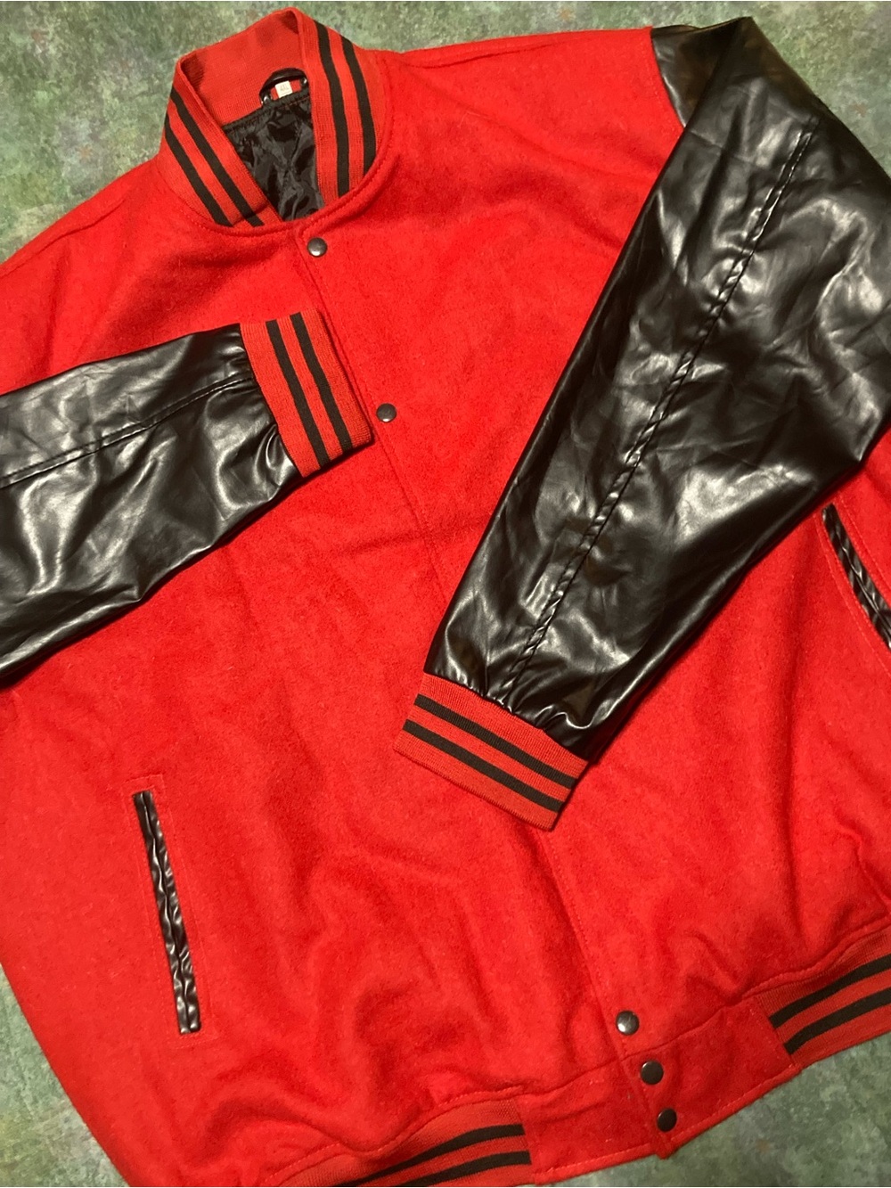 4XL Red Black Varsity Letterman Bomber Wool Blend Jacket Costume Jelly Roll CMTs